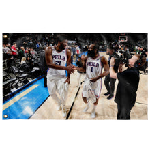 Load image into Gallery viewer, Philadelphia 76ers - Joel Embiid and James Hard flag
